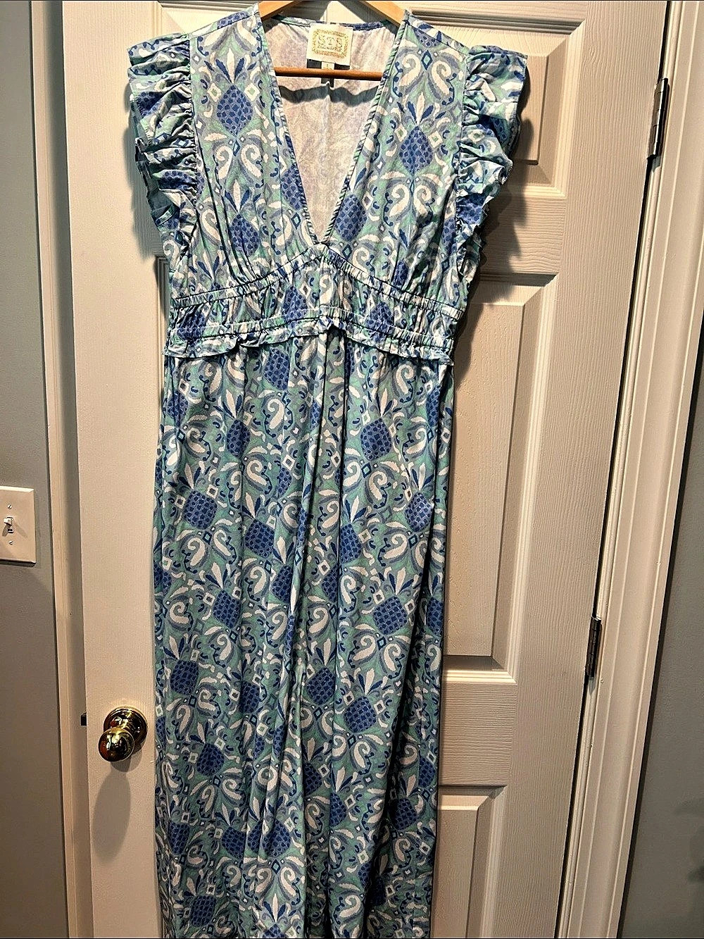 STS Sail to Sable Pineapple Print Flutter Sleeve Maxi Dress Paisley Maxi Dress